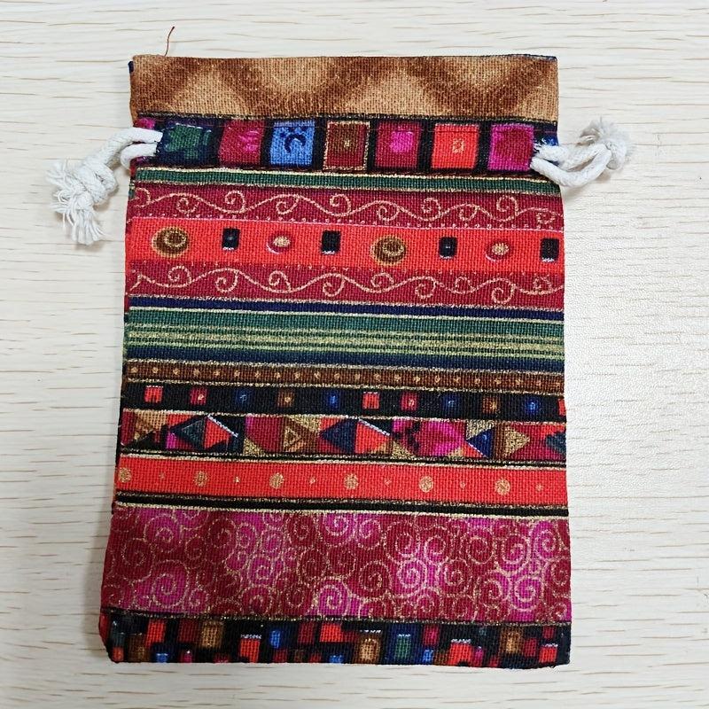 Egyptian Pattern Linen Drawstring Bag Jewelry Gift Candy Storage Bag