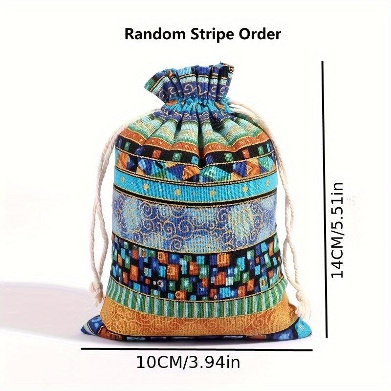 Egyptian Pattern Linen Drawstring Bag Jewelry Gift Candy Storage Bag