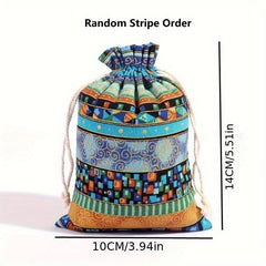 Egyptian Pattern Linen Drawstring Bag Jewelry Gift Candy Storage Bag