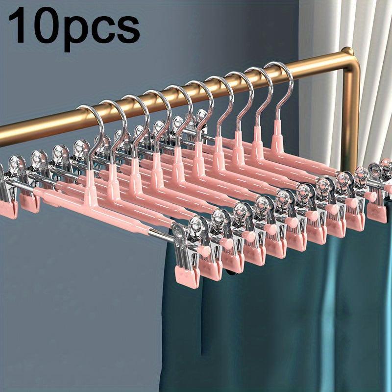 10pcs Pants Hangers Non-slip Skirt Hanger With Clips