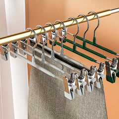 10pcs Pants Hangers Non-slip Skirt Hanger With Clips