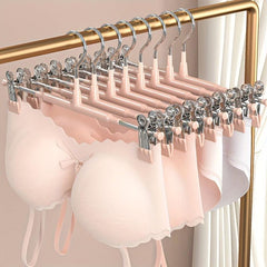 10pcs Pants Hangers Non-slip Skirt Hanger With Clips