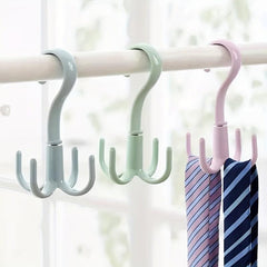 Rotating Four claw Hook Coat Hanging Bag Tie Rack Wardrobe Scarf Storage