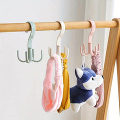 Rotating Four claw Hook Coat Hanging Bag Tie Rack Wardrobe Scarf Storage