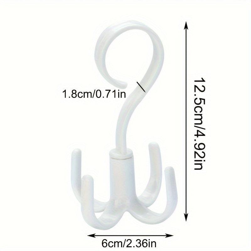 Rotating Four claw Hook Coat Hanging Bag Tie Rack Wardrobe Scarf Storage