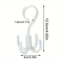 Rotating Four claw Hook Coat Hanging Bag Tie Rack Wardrobe Scarf Storage