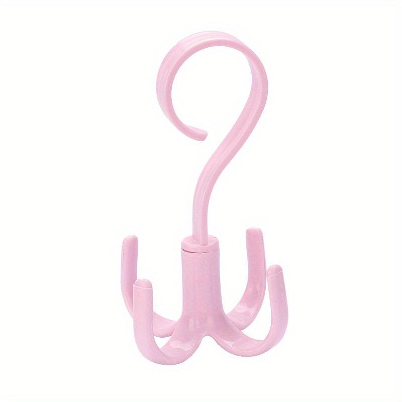 Rotating Four claw Hook Coat Hanging Bag Tie Rack Wardrobe Scarf Storage
