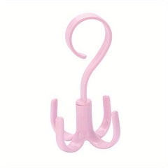 Rotating Four claw Hook Coat Hanging Bag Tie Rack Wardrobe Scarf Storage