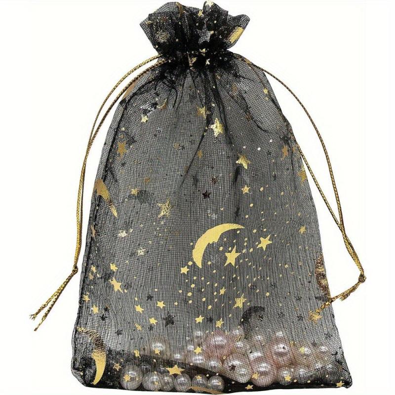 100pcs Organza Bags 4X6 Moon Star Mesh Drawstring Wedding Favor Can