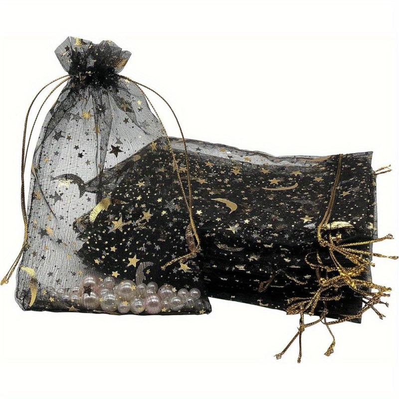 100pcs Organza Bags 4X6 Moon Star Mesh Drawstring Wedding Favor Can