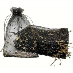100pcs Organza Bags 4X6 Moon Star Mesh Drawstring Wedding Favor Can