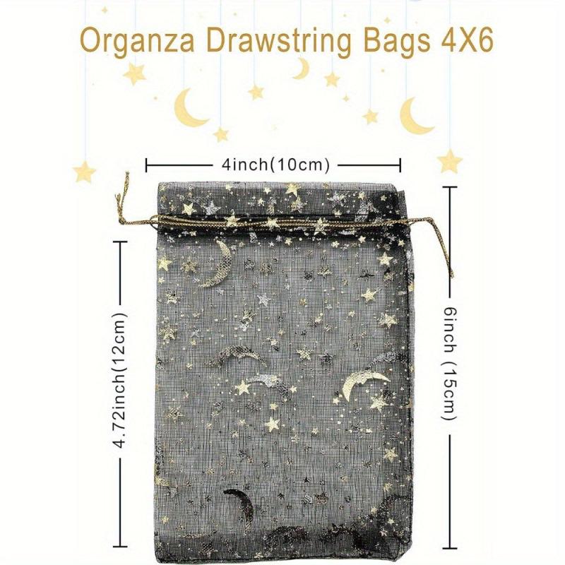 100pcs Organza Bags 4X6 Moon Star Mesh Drawstring Wedding Favor Can