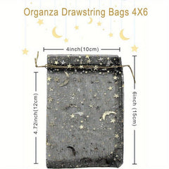 100pcs Organza Bags 4X6 Moon Star Mesh Drawstring Wedding Favor Can