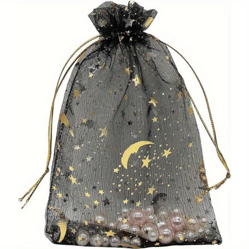100pcs Organza Bags 4X6 Moon Star Mesh Drawstring Wedding Favor Can