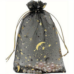 100pcs Organza Bags 4X6 Moon Star Mesh Drawstring Wedding Favor Can