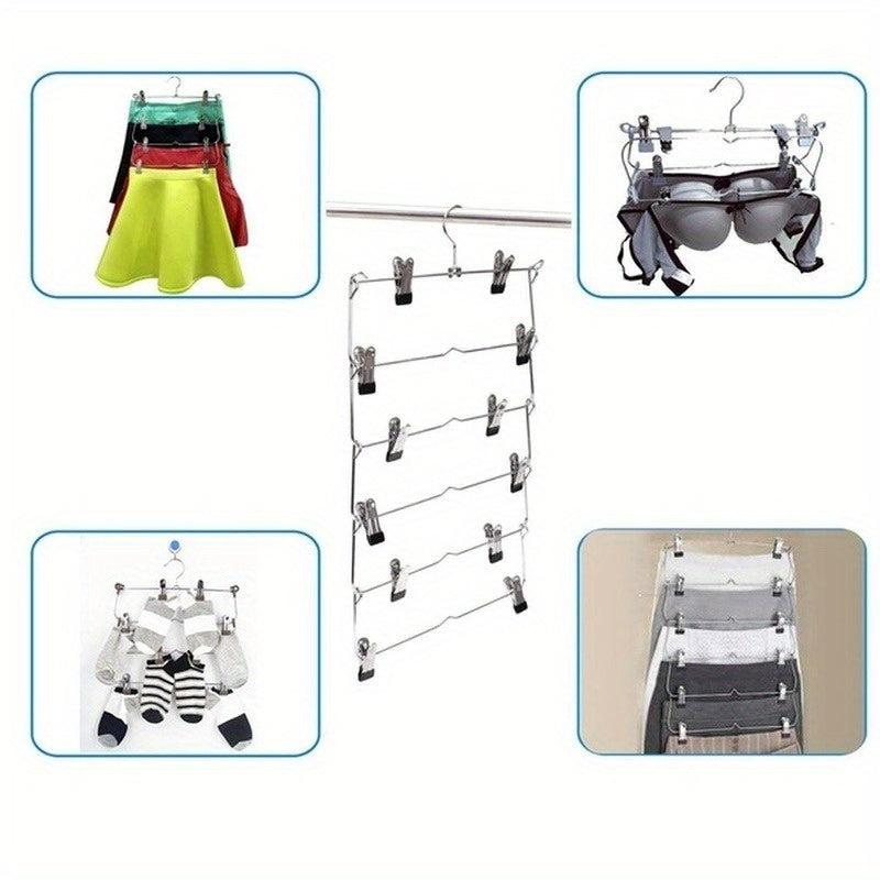 Multilayer Skirt Trouser Hanger Non Slip Metal Hanger Clips 12 Clips