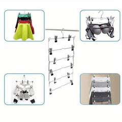Multilayer Skirt Trouser Hanger Non Slip Metal Hanger Clips 12 Clips