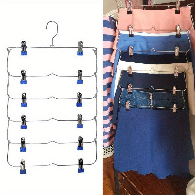 Multilayer Skirt Trouser Hanger Non Slip Metal Hanger Clips 12 Clips