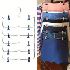 Multilayer Skirt Trouser Hanger Non Slip Metal Hanger Clips 12 Clips