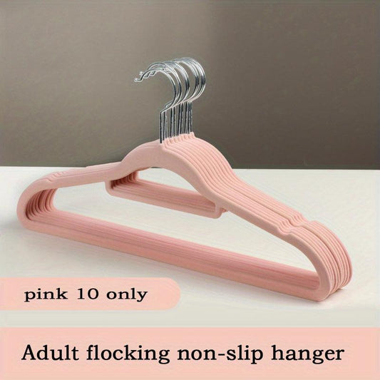 10pcs Flocking Rack Organizer Non-slip Shoulder Hanger For Hanging Clothes