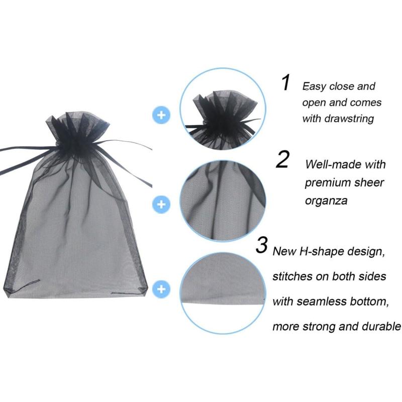 30pcs Drawstring Organza Gift Bags 12.7x17.78cm Transparent Jewelry Pouches