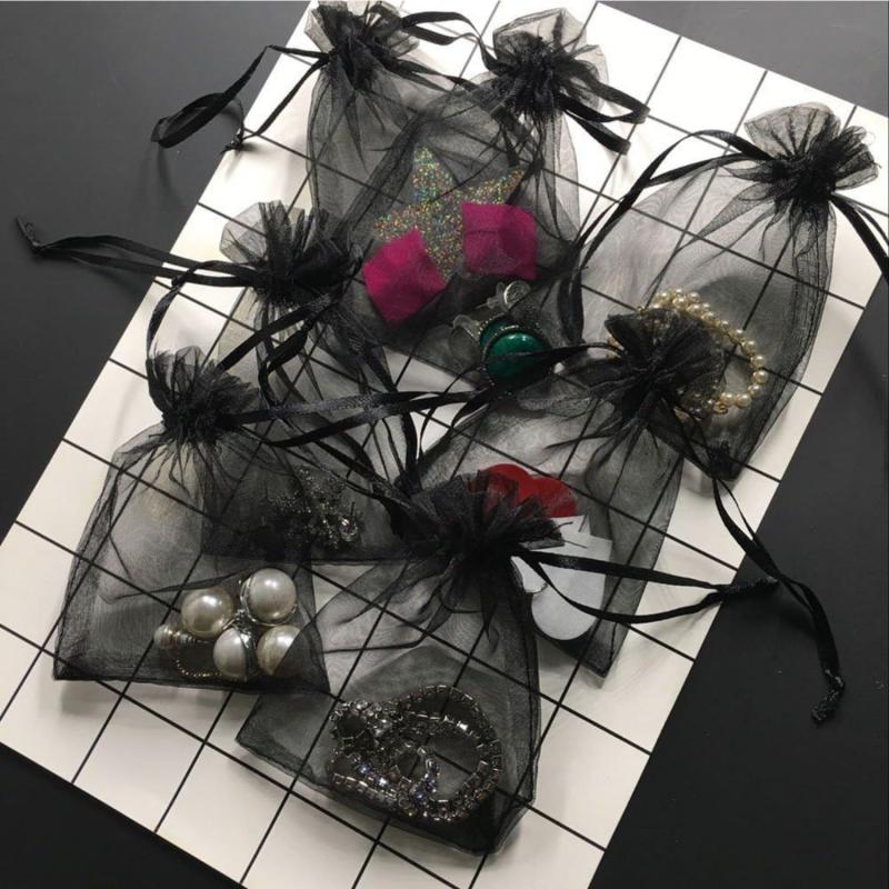 30pcs Drawstring Organza Gift Bags 12.7x17.78cm Transparent Jewelry Pouches