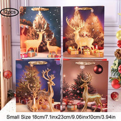 12pcs Christmas Craft Gift Bags - Large, Medium, Small - Party Favor Bags