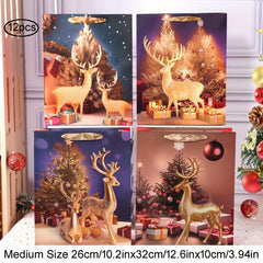 12pcs Christmas Craft Gift Bags - Large, Medium, Small - Party Favor Bags