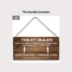 Funny Toilet Rules Wooden Wall Sign