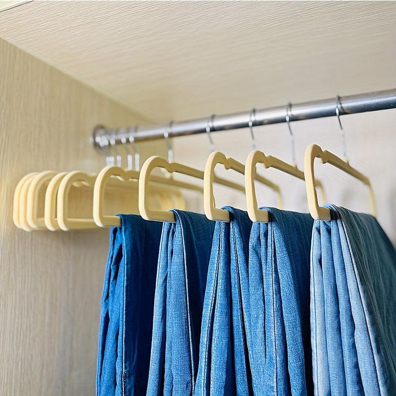 10pcs Flocked Coat Rack Trouser Rack Hanger Set