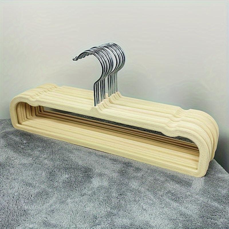 10pcs Flocked Coat Rack Trouser Rack Hanger Set