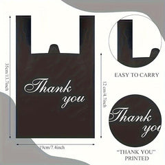 50 Thank You T-Shirt Bags Reusable Disposable for Grocery Shopping