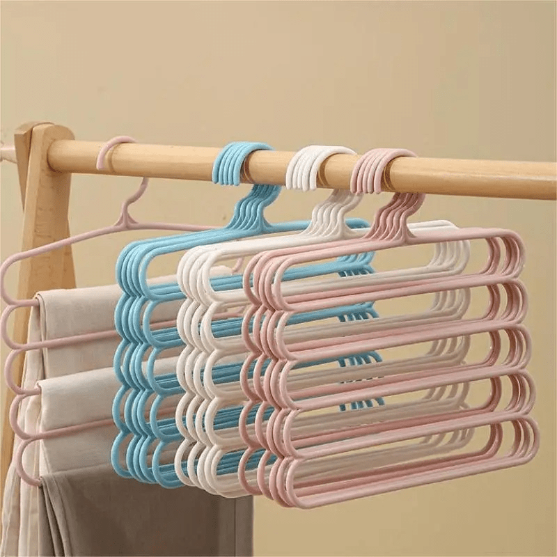 2pcs 5 Layer Pants Hanger Multifunctional Rack Scarf Storage