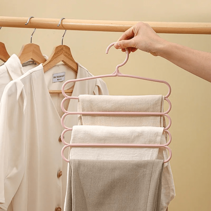 2pcs 5 Layer Pants Hanger Multifunctional Rack Scarf Storage