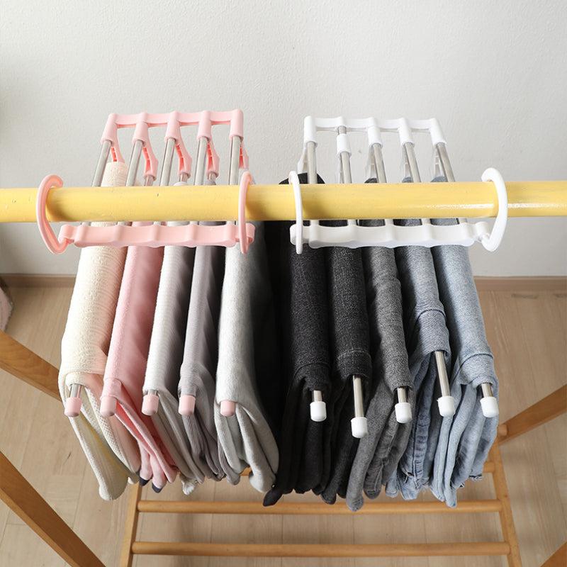 Stainless Steel Telescopic Folding Pants Rack Household Magic Pants Clip Hanger