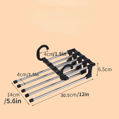 Stainless Steel Telescopic Folding Pants Rack Household Magic Pants Clip Hanger