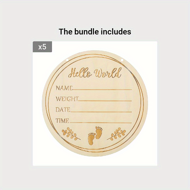 Wooden Hello World Announcement Sign 20 32 Cm Round