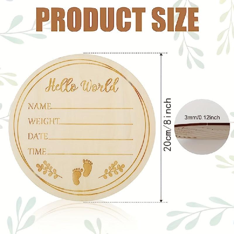 Wooden Hello World Announcement Sign 20 32 Cm Round