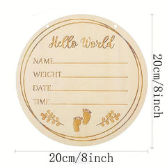 Wooden Hello World Announcement Sign 20 32 Cm Round