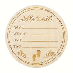 Wooden Hello World Announcement Sign 20 32 Cm Round