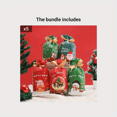 10pcs Christmas Drawstring Gift Bags - Perfect for Candy & More