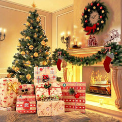 6pcs Christmas Wrapping Paper Set with Tags, Stickers, Paper Rope