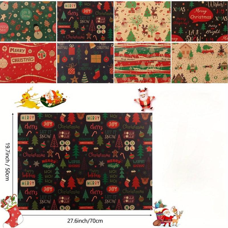 6pcs Christmas Wrapping Paper Set with Tags, Stickers, Paper Rope