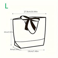 10pcs Bowknot Decor Tote Bag Large Capacity Paper Handbag B
