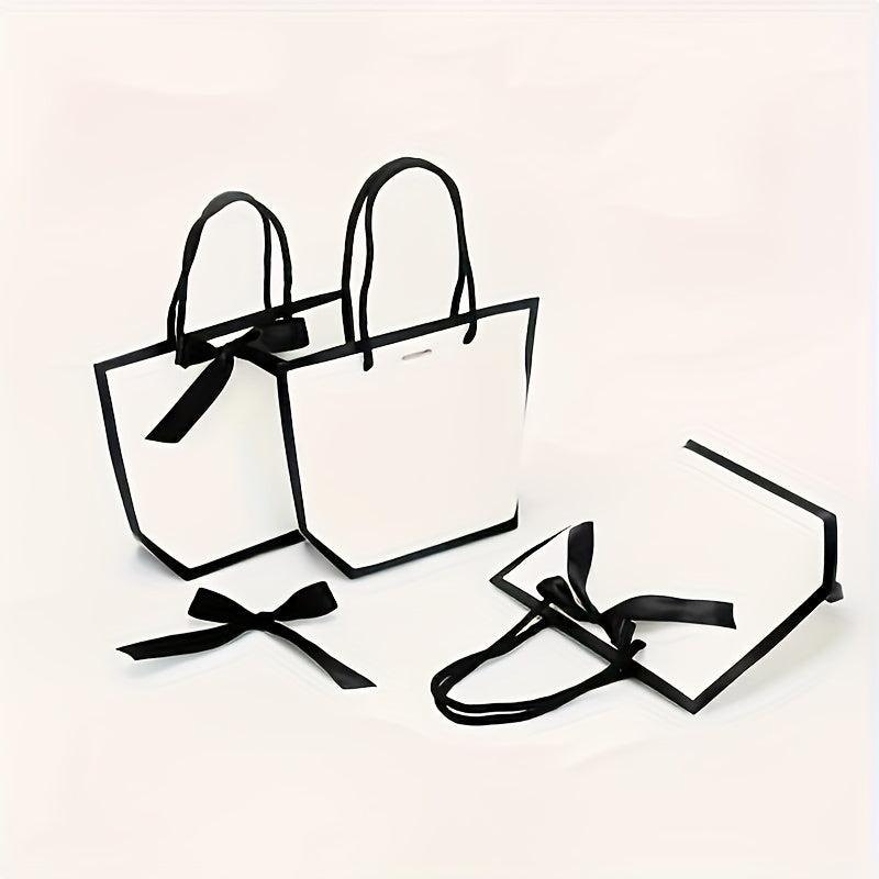 10pcs Bowknot Decor Tote Bag Large Capacity Paper Handbag B