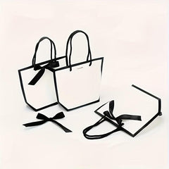 10pcs Bowknot Decor Tote Bag Large Capacity Paper Handbag B