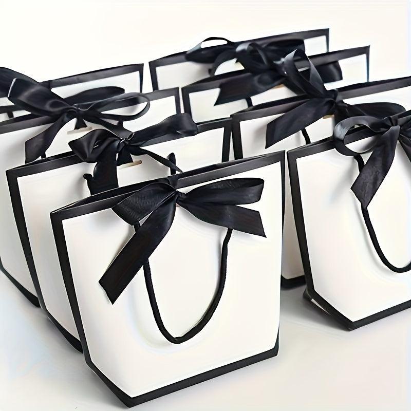 10pcs Bowknot Decor Tote Bag Large Capacity Paper Handbag B