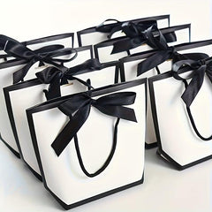 10pcs Bowknot Decor Tote Bag Large Capacity Paper Handbag B