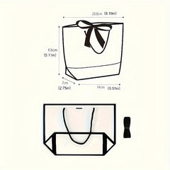 10pcs Bowknot Decor Tote Bag Large Capacity Paper Handbag B