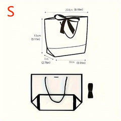 10pcs Bowknot Decor Tote Bag Large Capacity Paper Handbag B